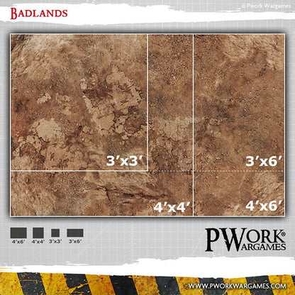 PWork - Badlands - Wargames Terrain Mat - 3X3'