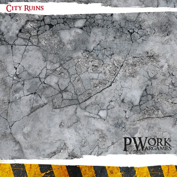 PWork - City Ruins - Wargames Terrain Mat - 3X6'