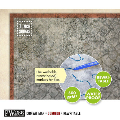 PWork - Combat Map - Dungeon - 30x30" Square Grid