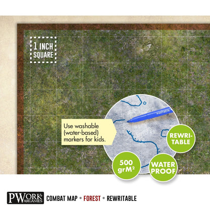 PWork - Combat Map - Forest - 36x48" Square Grid