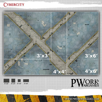 PWork - Cyber City - Wargames Terrain Mat - 3X3'