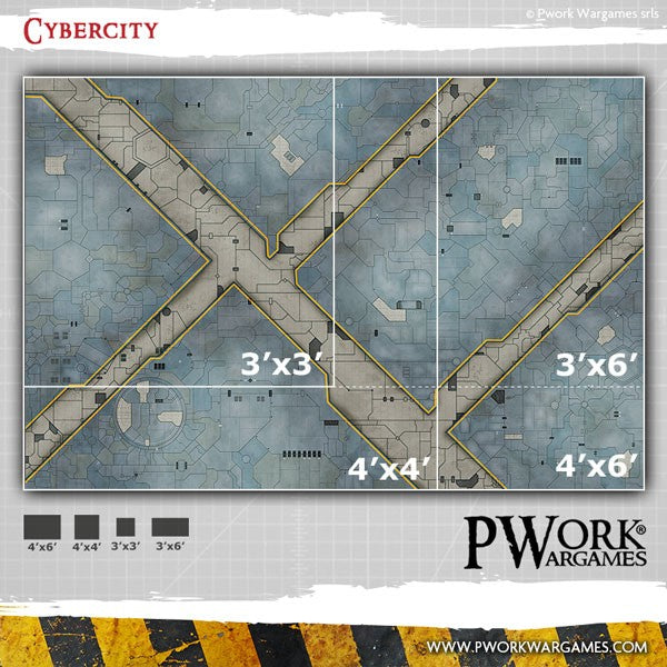 PWork - Cyber City - Wargames Terrain Mat - 3X6'
