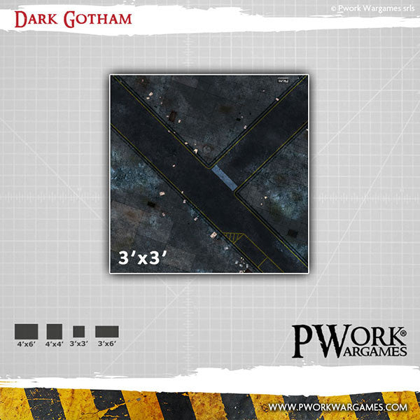 PWork - Dark Gotham - Wargames Terrain Mat - 3X4'