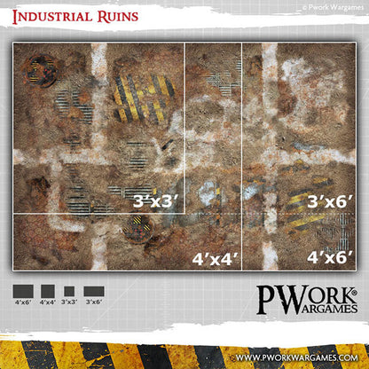 PWork - Industrial Ruins - Wargames Terrain Mat - 3X4'