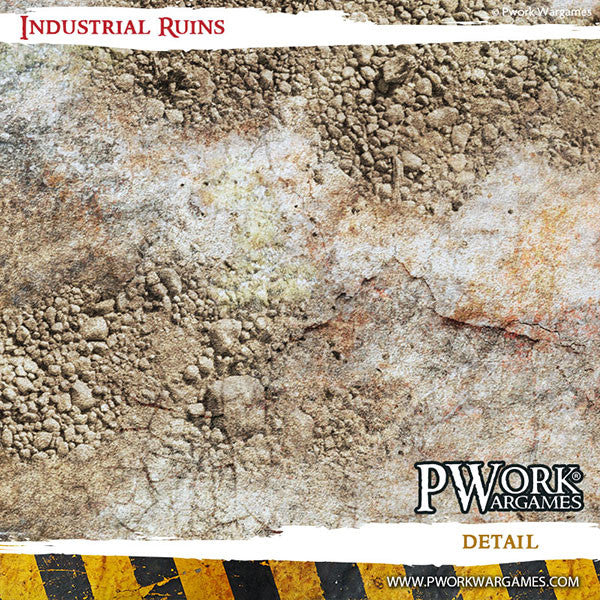 PWork - Industrial Ruins - Wargames Terrain Mat - 3X6'
