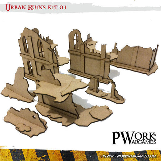 PWork - Urban Ruins 01 - MDF Terrain Scenery
