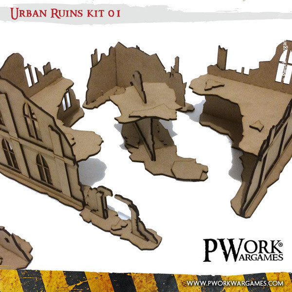 PWork - Urban Ruins 01 - MDF Terrain Scenery