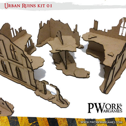 PWork - Urban Ruins 01 - MDF Terrain Scenery