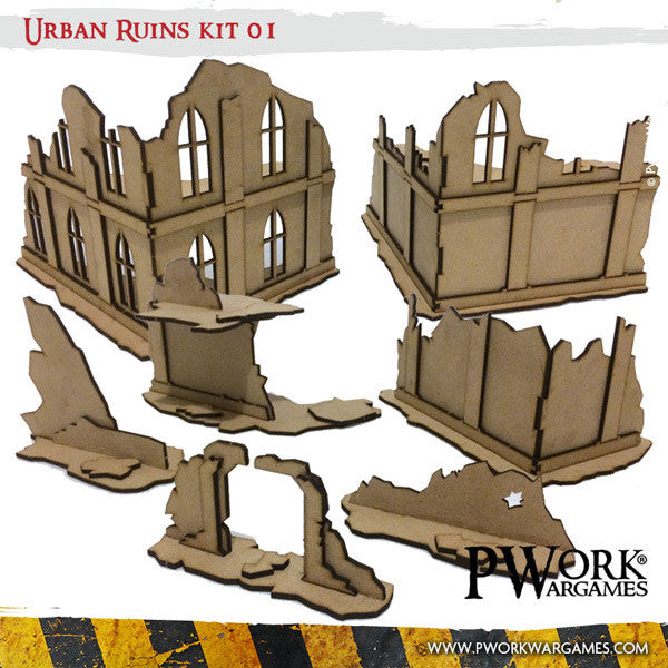 PWork - Urban Ruins 01 - MDF Terrain Scenery