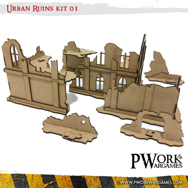 PWork - Urban Ruins 01 - MDF Terrain Scenery