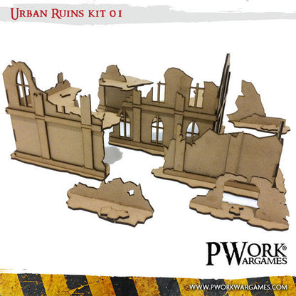 PWork - Urban Ruins 01 - MDF Terrain Scenery