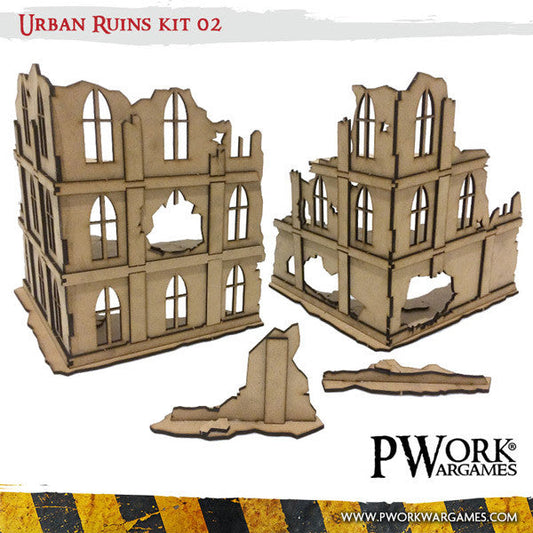 PWork - Urban Ruins 02 - MDF Terrain Scenery