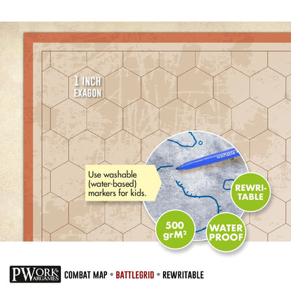 PWork - RPG Battlegrid - 24x24" Hexagonal Grid