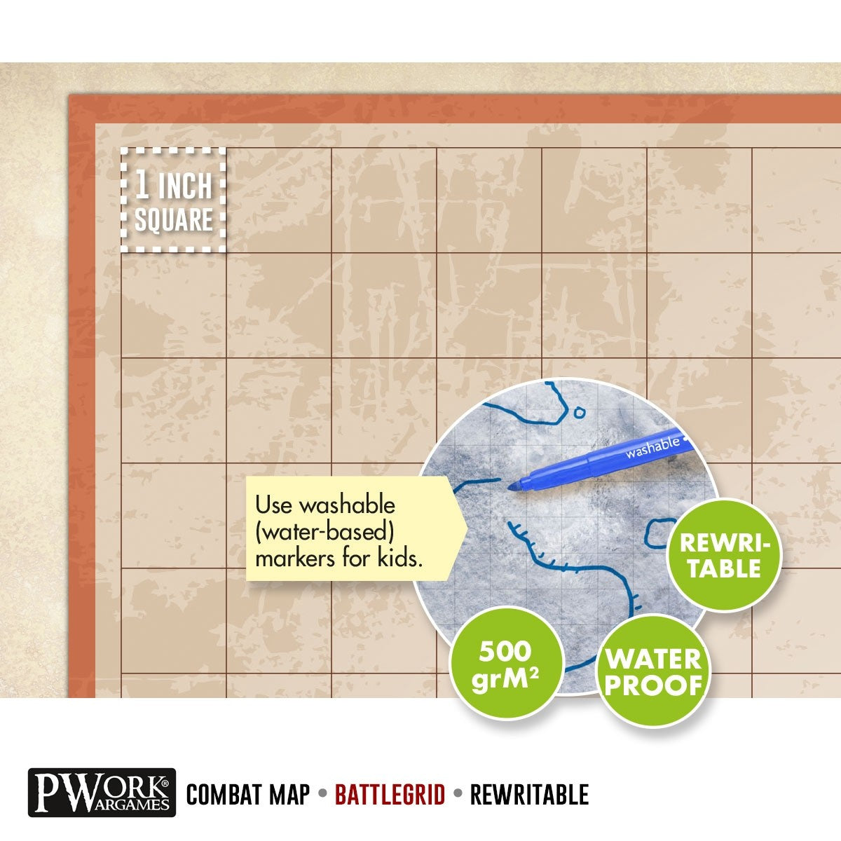 PWork - RPG Battlegrid - 24x24" Square Grid