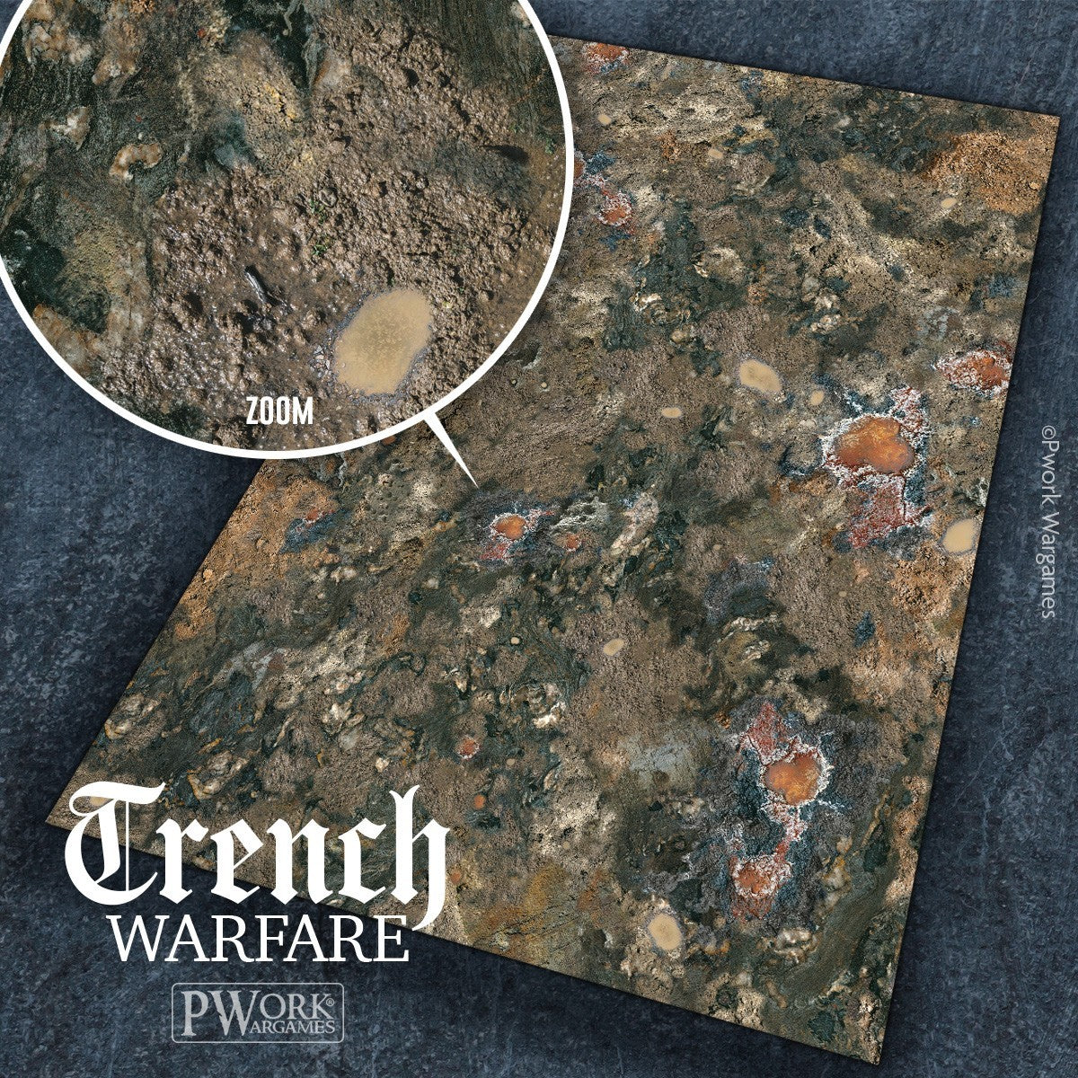 PWork - Trench Warfare - Wargames Terrain Mat - 4X6'