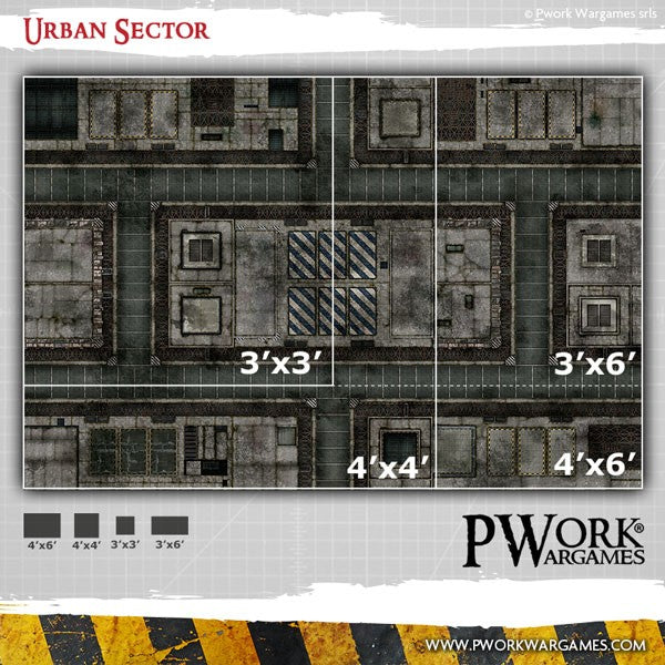 PWork - Urban Sector - Wargames Terrain Mat - 3X4'